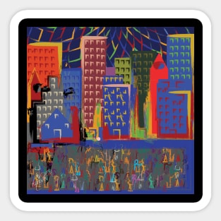 colorful cityscape Sticker